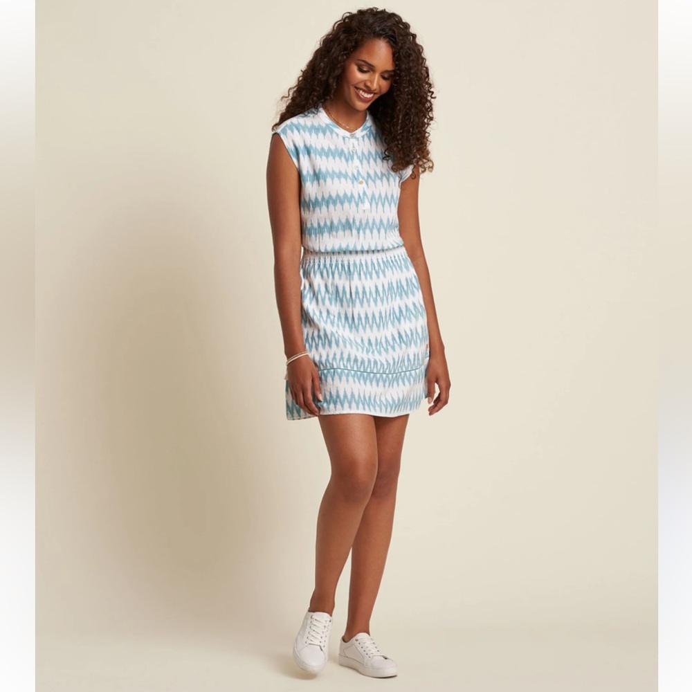Hatley Women’s L 100% Cotton Abbey Smocked Mini Shirt Dress - Zig Zag Ikat